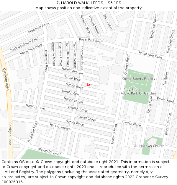7, HAROLD WALK, LEEDS, LS6 1PS: Location map and indicative extent of plot