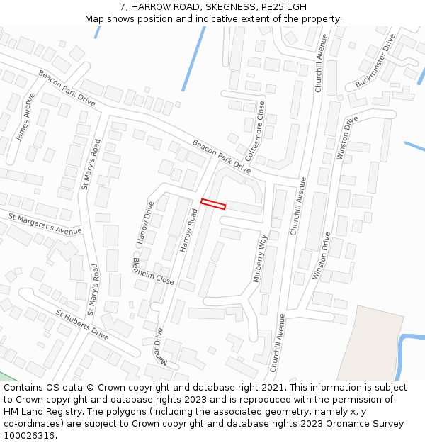 7, HARROW ROAD, SKEGNESS, PE25 1GH: Location map and indicative extent of plot