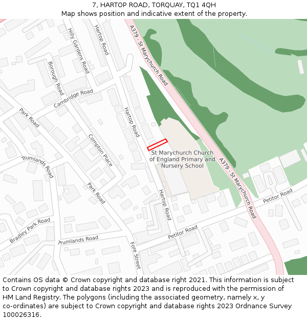 7, HARTOP ROAD, TORQUAY, TQ1 4QH: Location map and indicative extent of plot