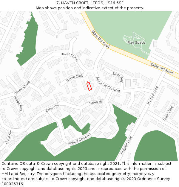 7, HAVEN CROFT, LEEDS, LS16 6SF: Location map and indicative extent of plot