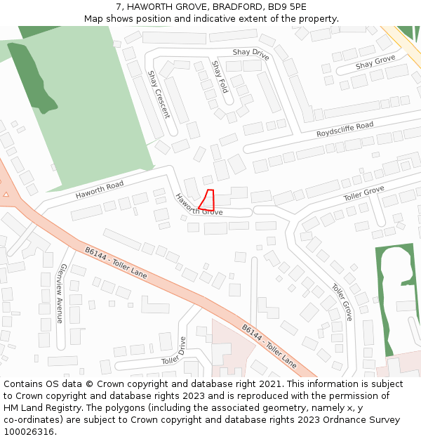 7, HAWORTH GROVE, BRADFORD, BD9 5PE: Location map and indicative extent of plot