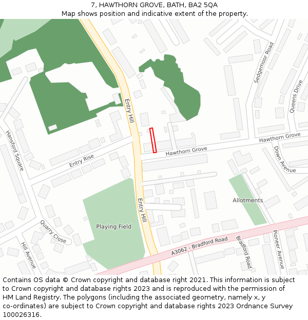 7, HAWTHORN GROVE, BATH, BA2 5QA: Location map and indicative extent of plot