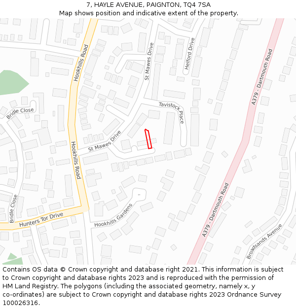 7, HAYLE AVENUE, PAIGNTON, TQ4 7SA: Location map and indicative extent of plot