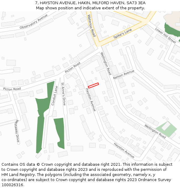 7, HAYSTON AVENUE, HAKIN, MILFORD HAVEN, SA73 3EA: Location map and indicative extent of plot
