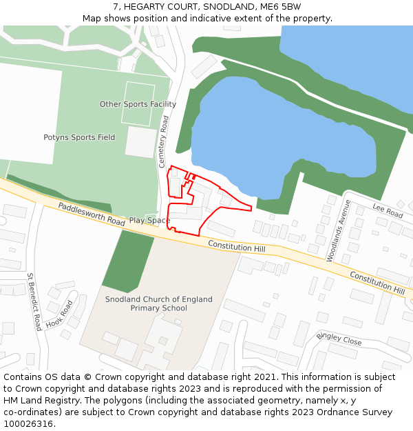 7, HEGARTY COURT, SNODLAND, ME6 5BW: Location map and indicative extent of plot