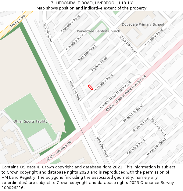 7, HERONDALE ROAD, LIVERPOOL, L18 1JY: Location map and indicative extent of plot