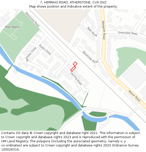 7, HERRING ROAD, ATHERSTONE, CV9 2NZ: Location map and indicative extent of plot