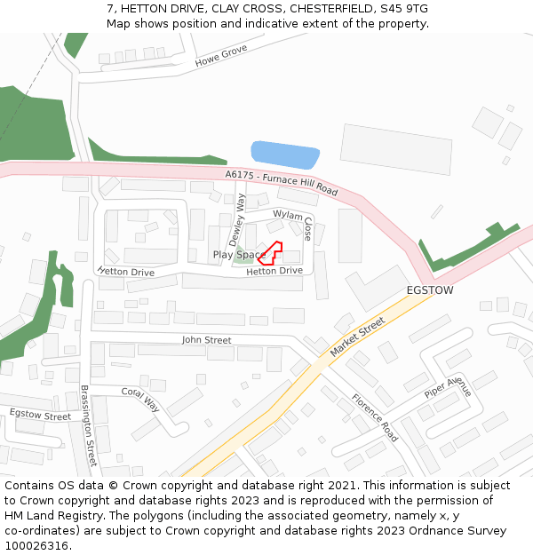 7, HETTON DRIVE, CLAY CROSS, CHESTERFIELD, S45 9TG: Location map and indicative extent of plot