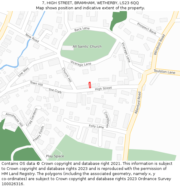 7, HIGH STREET, BRAMHAM, WETHERBY, LS23 6QQ: Location map and indicative extent of plot
