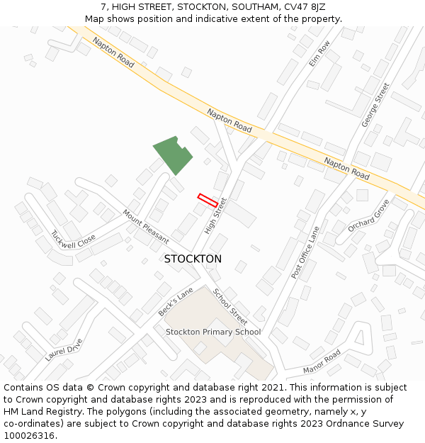 7, HIGH STREET, STOCKTON, SOUTHAM, CV47 8JZ: Location map and indicative extent of plot