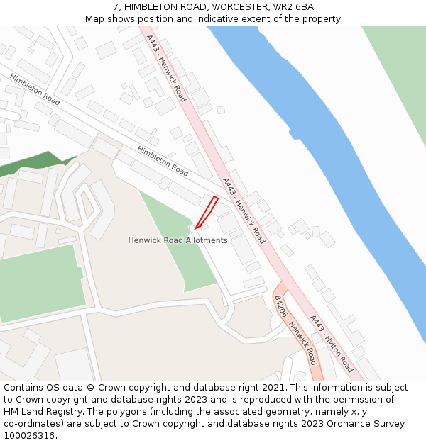 7, HIMBLETON ROAD, WORCESTER, WR2 6BA: Location map and indicative extent of plot