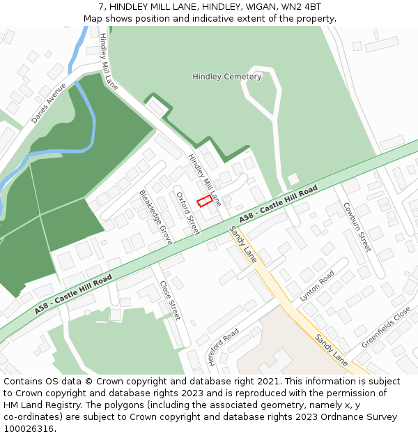 7, HINDLEY MILL LANE, HINDLEY, WIGAN, WN2 4BT: Location map and indicative extent of plot