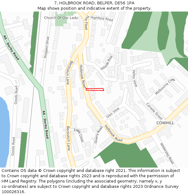 7, HOLBROOK ROAD, BELPER, DE56 1PA: Location map and indicative extent of plot