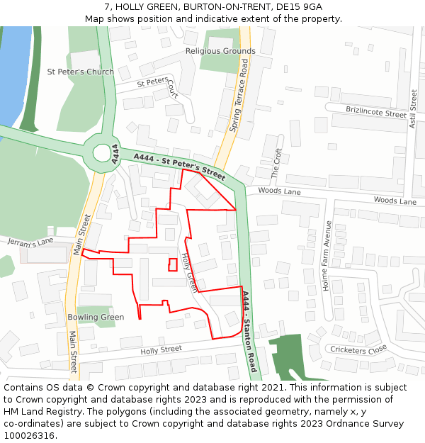 7, HOLLY GREEN, BURTON-ON-TRENT, DE15 9GA: Location map and indicative extent of plot