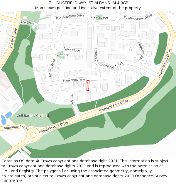 7, HOUSEFIELD WAY, ST ALBANS, AL4 0GP: Location map and indicative extent of plot