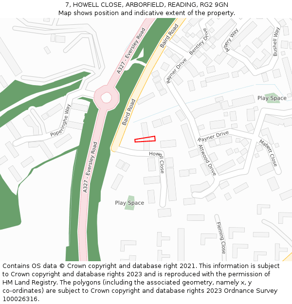 7, HOWELL CLOSE, ARBORFIELD, READING, RG2 9GN: Location map and indicative extent of plot
