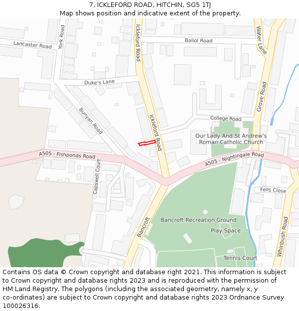 7, ICKLEFORD ROAD, HITCHIN, SG5 1TJ: Location map and indicative extent of plot