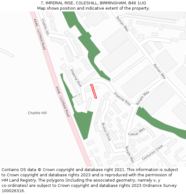 7, IMPERIAL RISE, COLESHILL, BIRMINGHAM, B46 1UG: Location map and indicative extent of plot