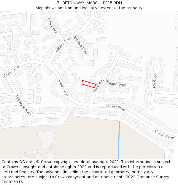 7, IRETON WAY, MARCH, PE15 9DN: Location map and indicative extent of plot