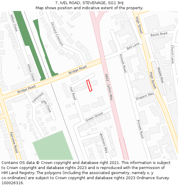 7, IVEL ROAD, STEVENAGE, SG1 3HJ: Location map and indicative extent of plot