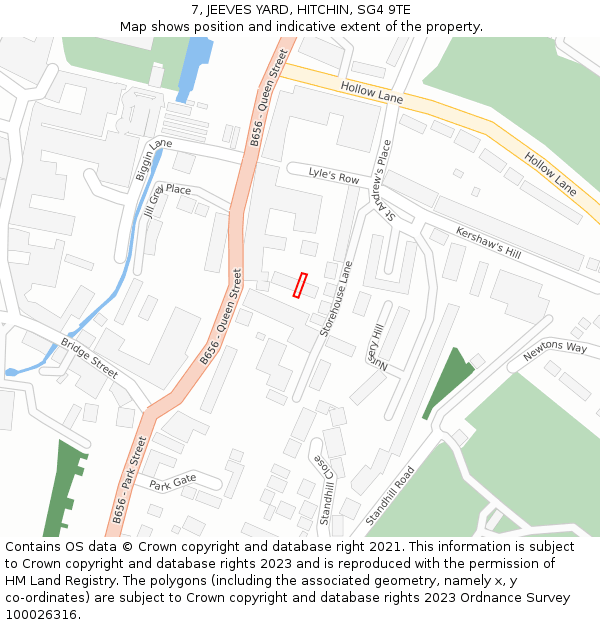 7, JEEVES YARD, HITCHIN, SG4 9TE: Location map and indicative extent of plot