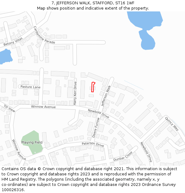 7, JEFFERSON WALK, STAFFORD, ST16 1WF: Location map and indicative extent of plot