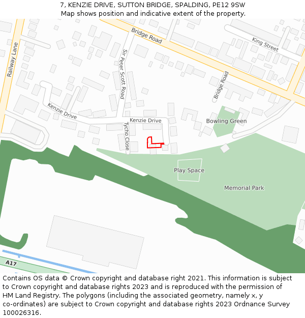 7, KENZIE DRIVE, SUTTON BRIDGE, SPALDING, PE12 9SW: Location map and indicative extent of plot