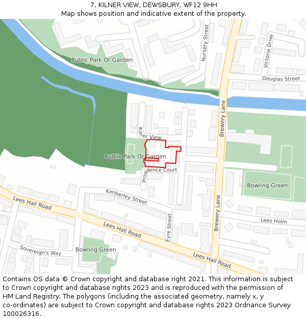 7, KILNER VIEW, DEWSBURY, WF12 9HH: Location map and indicative extent of plot
