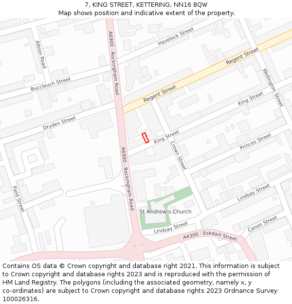 7, KING STREET, KETTERING, NN16 8QW: Location map and indicative extent of plot