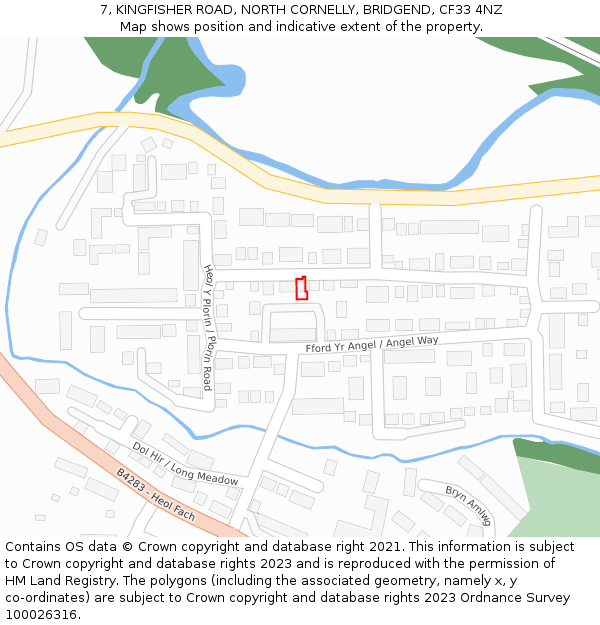 7, KINGFISHER ROAD, NORTH CORNELLY, BRIDGEND, CF33 4NZ: Location map and indicative extent of plot