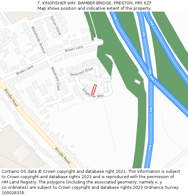 7, KINGFISHER WAY, BAMBER BRIDGE, PRESTON, PR5 6ZF: Location map and indicative extent of plot