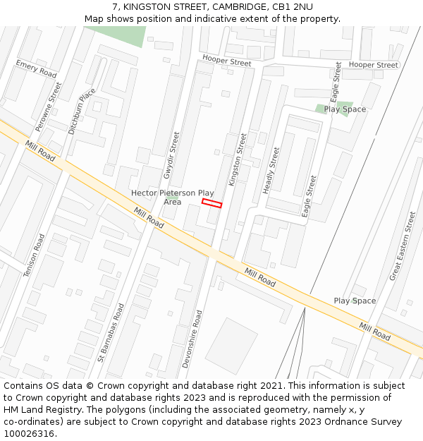 7, KINGSTON STREET, CAMBRIDGE, CB1 2NU: Location map and indicative extent of plot