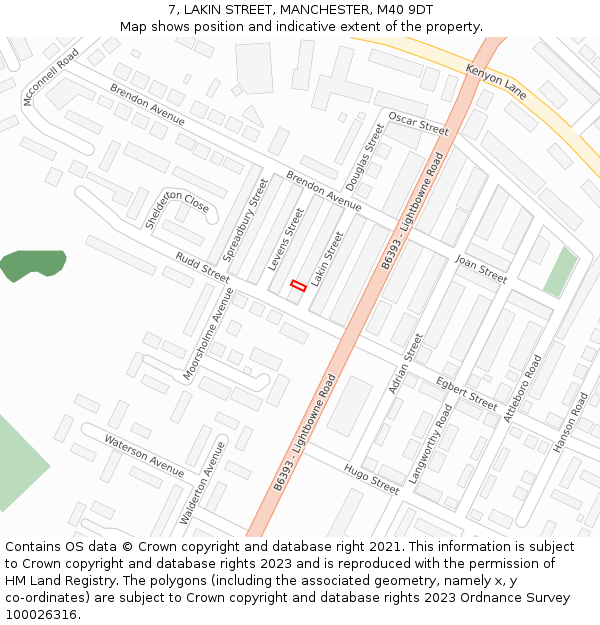 7, LAKIN STREET, MANCHESTER, M40 9DT: Location map and indicative extent of plot