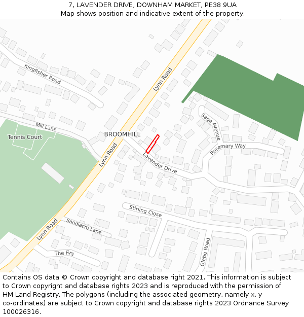 7, LAVENDER DRIVE, DOWNHAM MARKET, PE38 9UA: Location map and indicative extent of plot