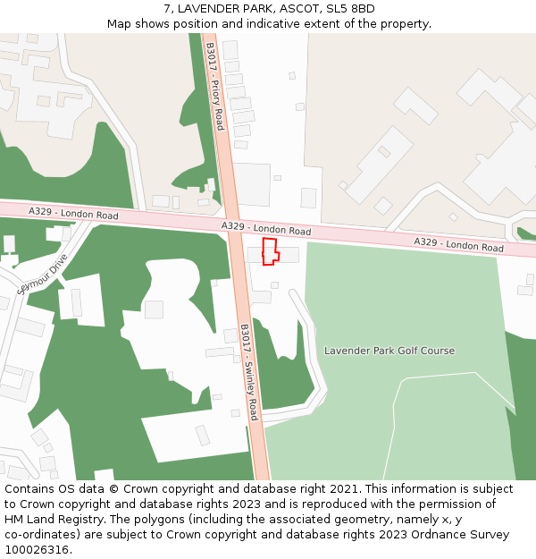 7, LAVENDER PARK, ASCOT, SL5 8BD: Location map and indicative extent of plot