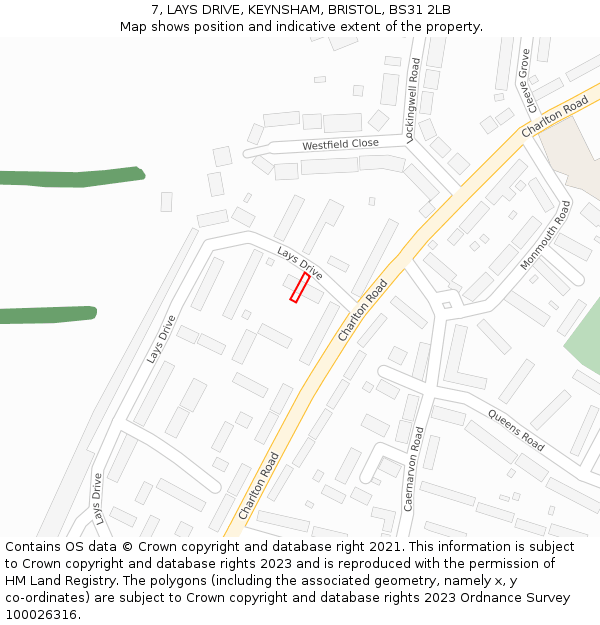 7, LAYS DRIVE, KEYNSHAM, BRISTOL, BS31 2LB: Location map and indicative extent of plot