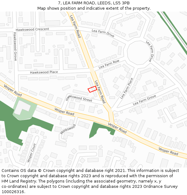 7, LEA FARM ROAD, LEEDS, LS5 3PB: Location map and indicative extent of plot