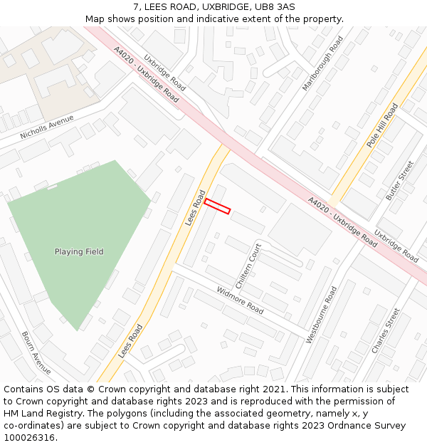 7, LEES ROAD, UXBRIDGE, UB8 3AS: Location map and indicative extent of plot