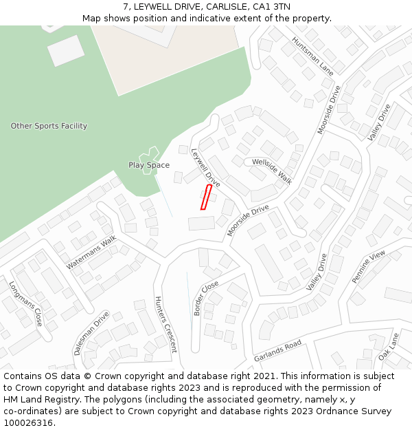 7, LEYWELL DRIVE, CARLISLE, CA1 3TN: Location map and indicative extent of plot