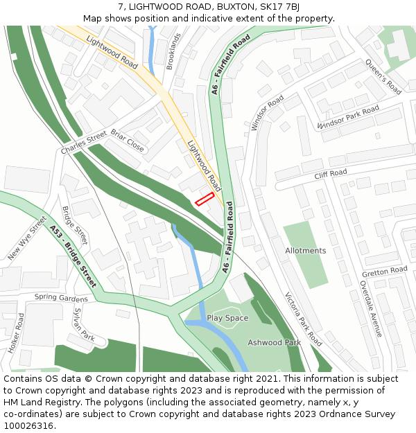 7, LIGHTWOOD ROAD, BUXTON, SK17 7BJ: Location map and indicative extent of plot
