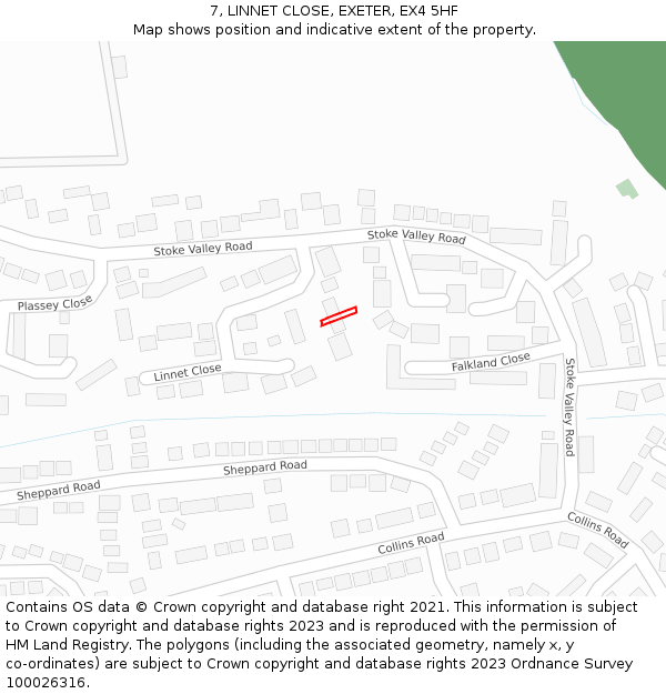 7, LINNET CLOSE, EXETER, EX4 5HF: Location map and indicative extent of plot