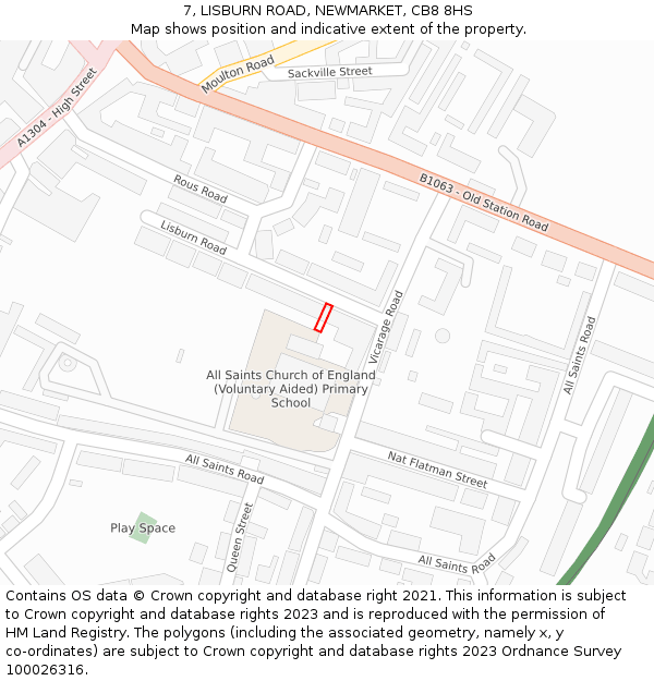 7, LISBURN ROAD, NEWMARKET, CB8 8HS: Location map and indicative extent of plot