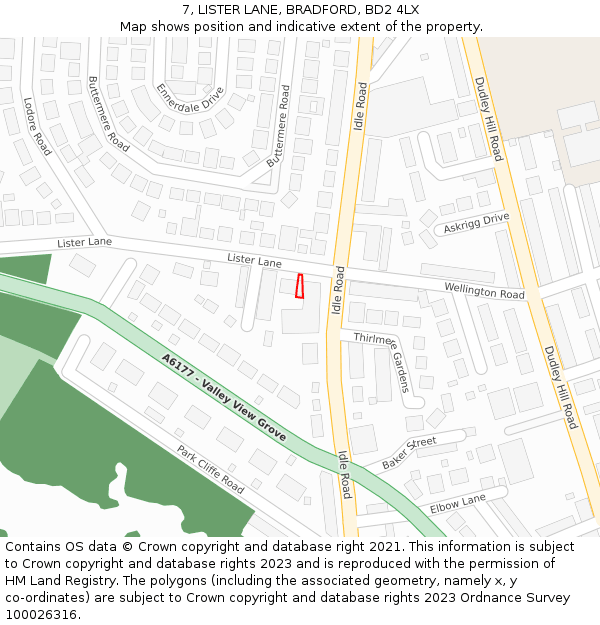 7, LISTER LANE, BRADFORD, BD2 4LX: Location map and indicative extent of plot