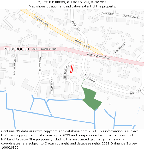 7, LITTLE DIPPERS, PULBOROUGH, RH20 2DB: Location map and indicative extent of plot