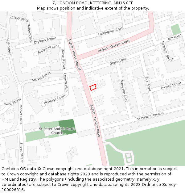 7, LONDON ROAD, KETTERING, NN16 0EF: Location map and indicative extent of plot