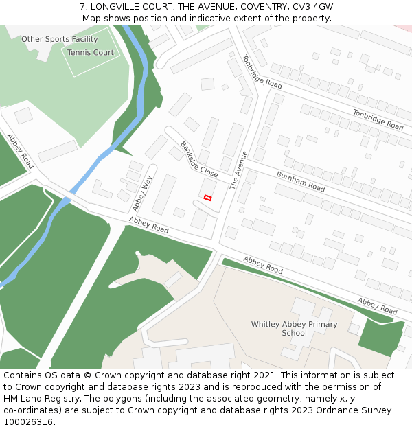 7, LONGVILLE COURT, THE AVENUE, COVENTRY, CV3 4GW: Location map and indicative extent of plot