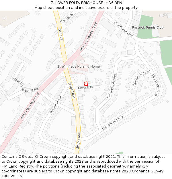 7, LOWER FOLD, BRIGHOUSE, HD6 3PN: Location map and indicative extent of plot