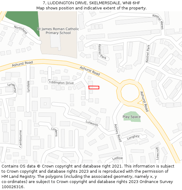 7, LUDDINGTON DRIVE, SKELMERSDALE, WN8 6HF: Location map and indicative extent of plot