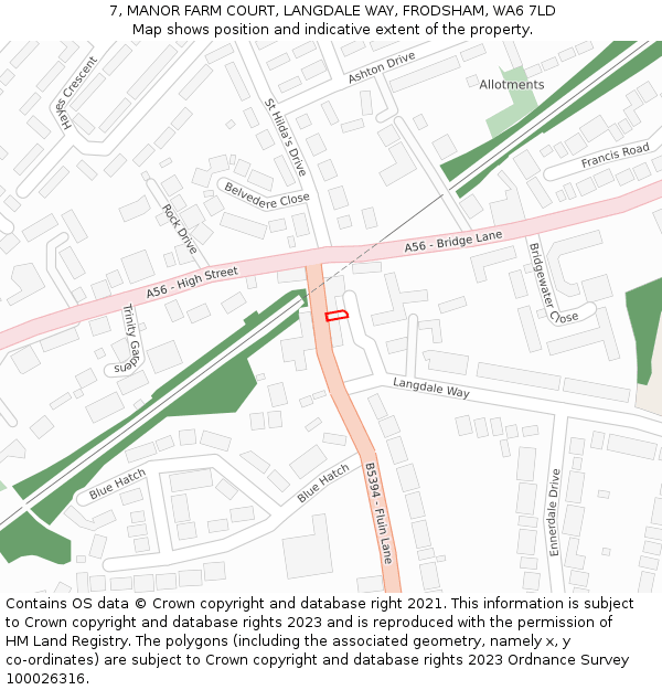 7, MANOR FARM COURT, LANGDALE WAY, FRODSHAM, WA6 7LD: Location map and indicative extent of plot