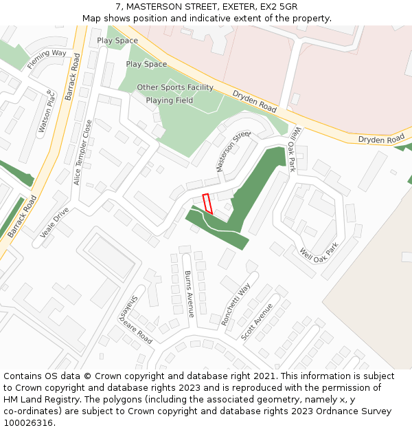 7, MASTERSON STREET, EXETER, EX2 5GR: Location map and indicative extent of plot